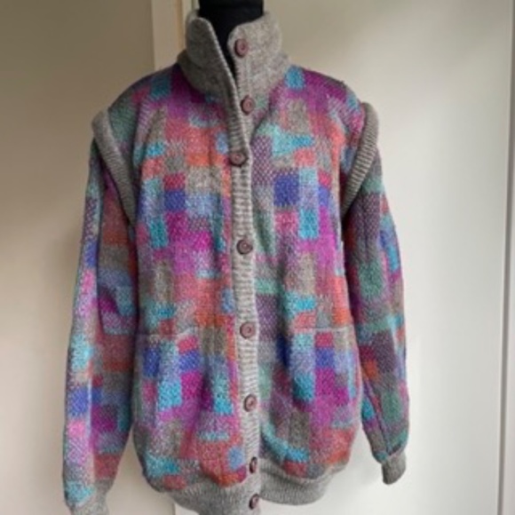 Vintage Missoni Style Mohair Wool Blend Jacket Sweater Multi Colour - Picture 10 of 11